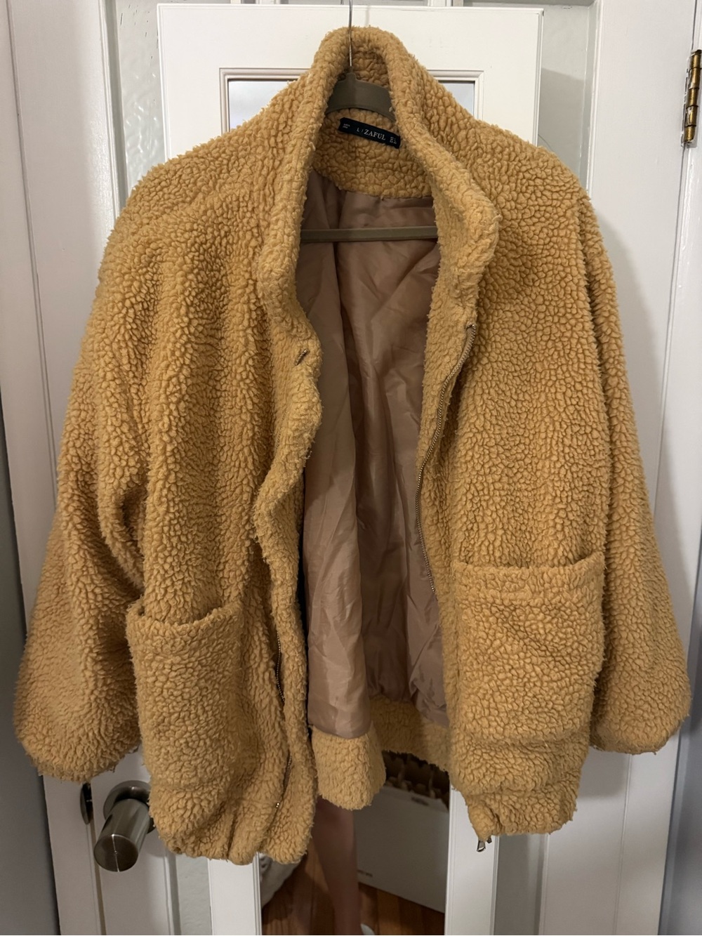 Zaful Honey Teddy Sherpa Jacket in Camel